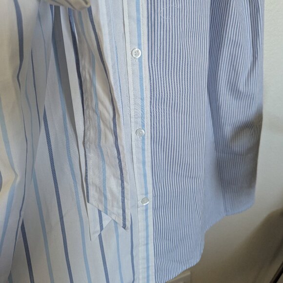 NWT Croft & Barrow Mixed-Stripe Shirt Dress Poplin Work Vacation White Blue 1X - Picture 7 of 15